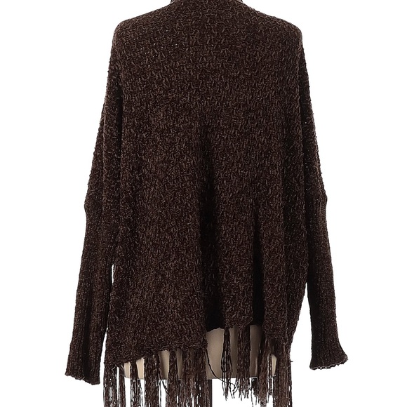 DAVI & DANI NWT Brown Soft Fringed Open sweater with 3/4 sleeves. - Picture 2 of 10